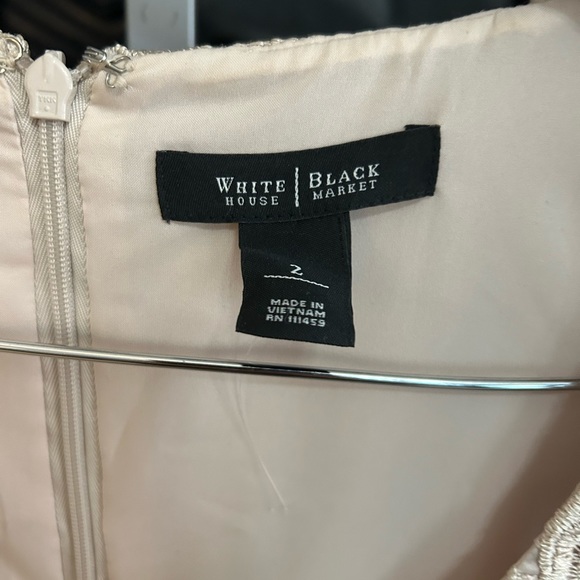 NWOT WHBM Lace Cocktail Mini Dress 3/4 Sleeves Champagne Size 2 - Picture 6 of 6